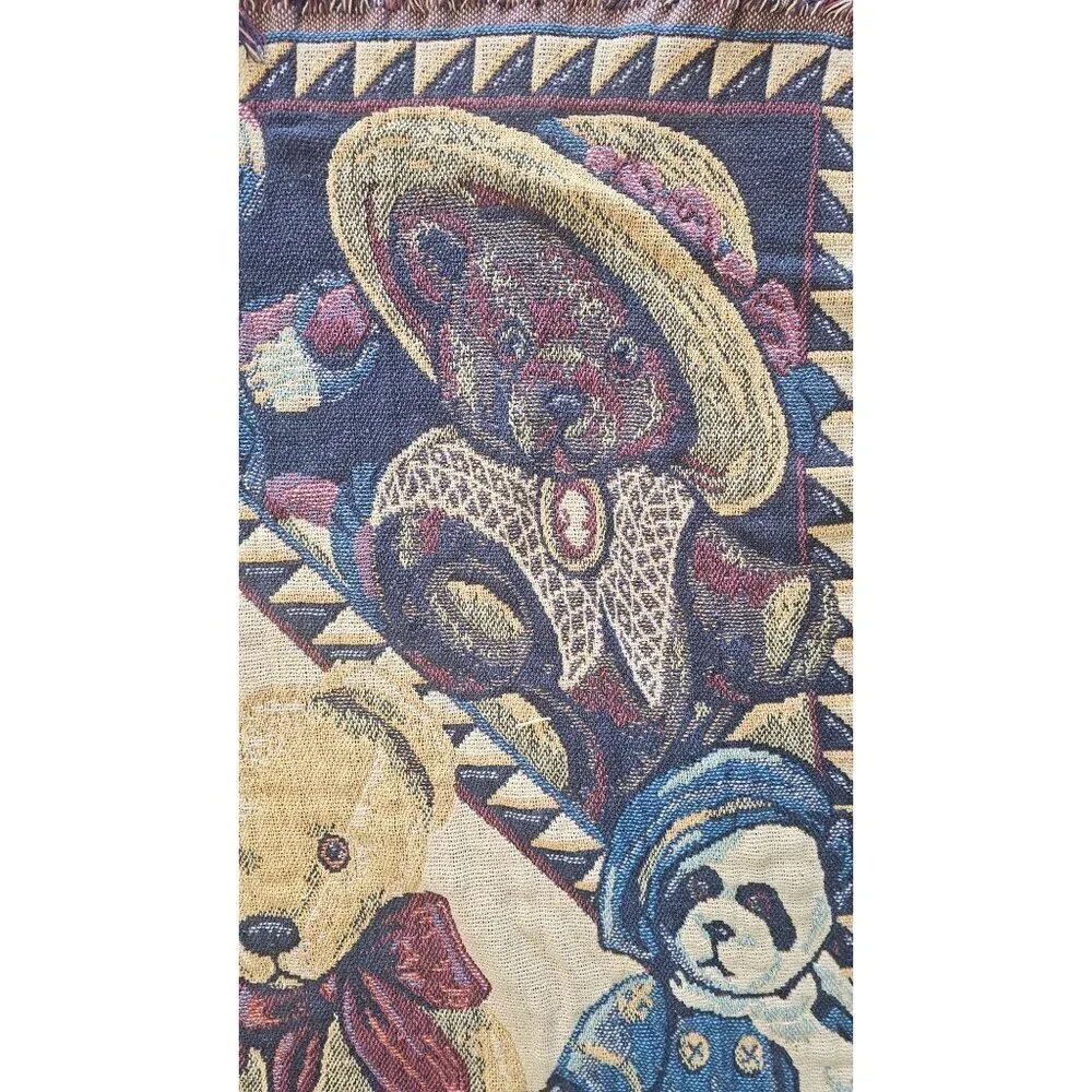 Vintage Teddy Bear Heavy Knit Throw Blanket 43